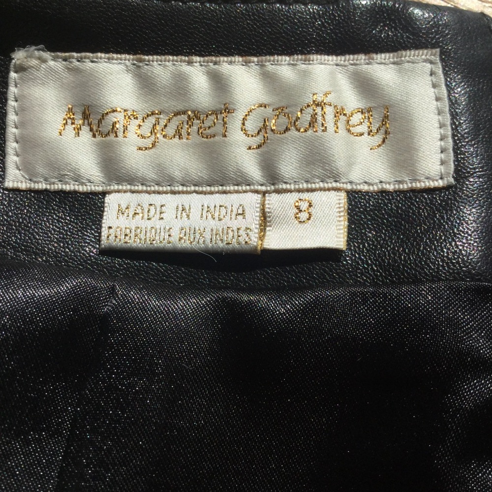Leather PENCIL SKIRT Vintage Margaret Godfrey Black EPLVC Sz 8 SEXY - Picture 3 of 11